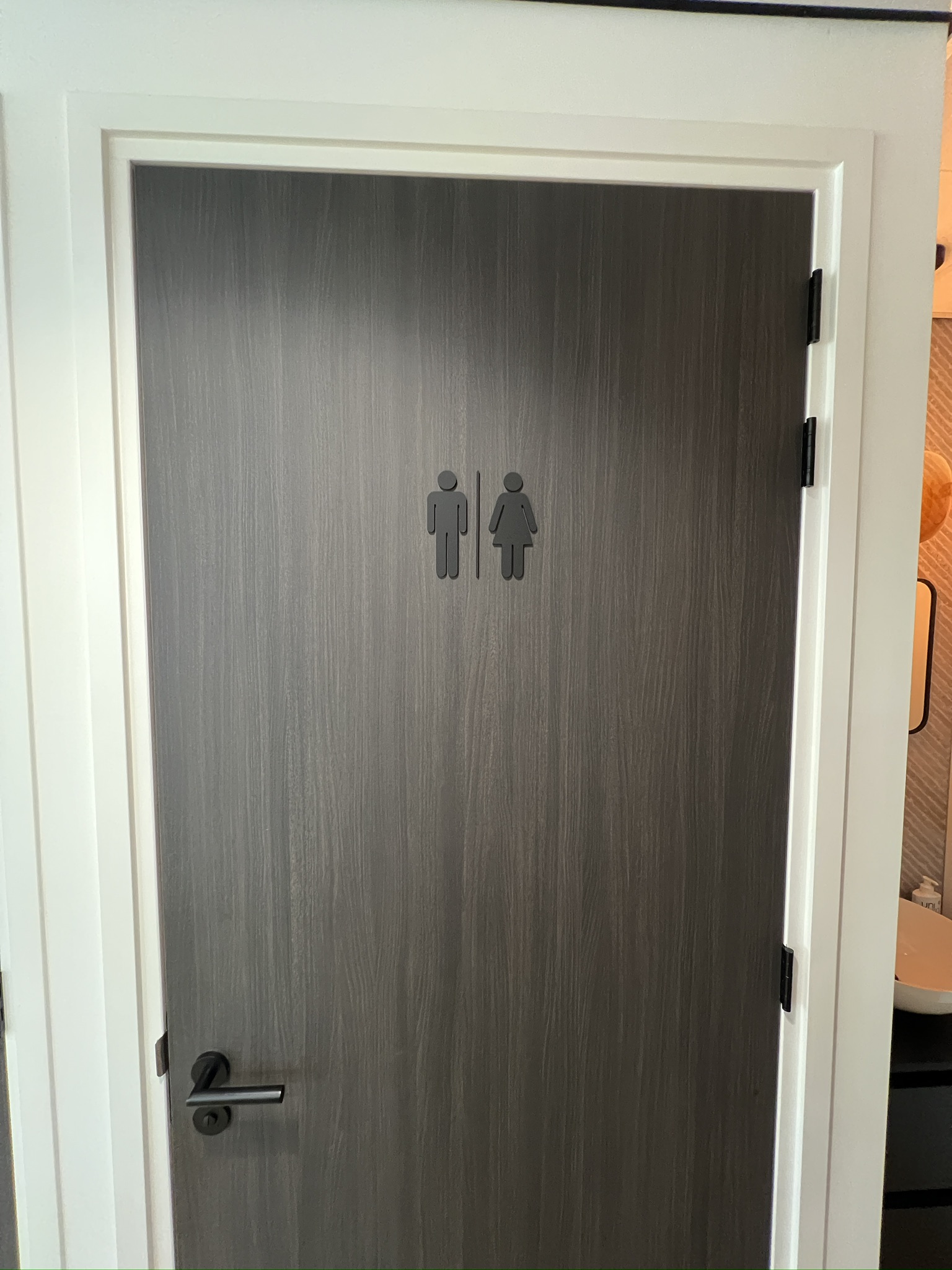 Toiletdeur met los gemonteerd man-vrouwpictogram