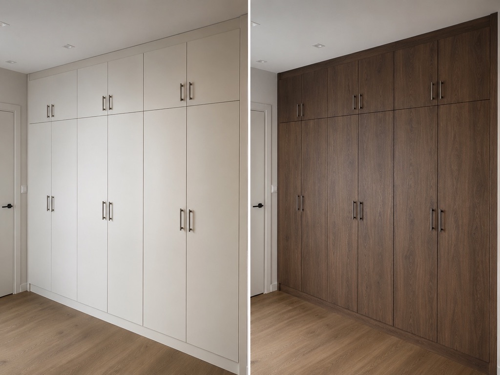 Kastenwand van wit naar donkere houtlook