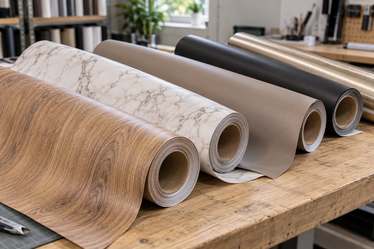 Rollen interieurfolie en wrapfolie in de werkplaats