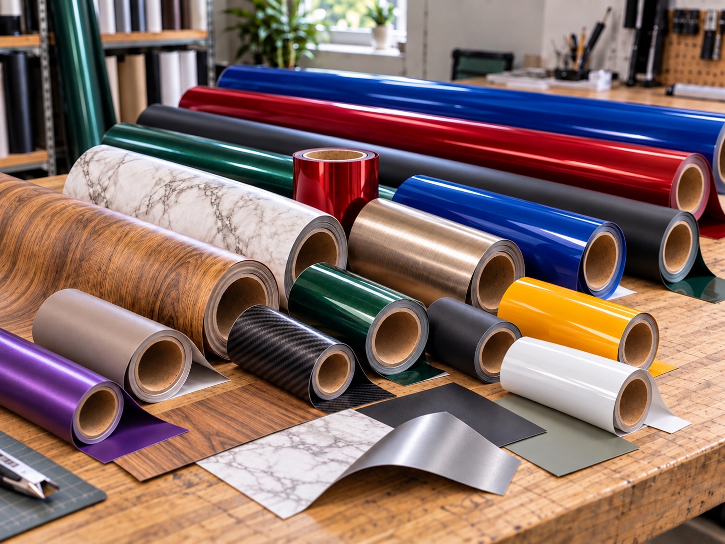 Lange rollen interieurfolie, wrapfolie en kleurfolie