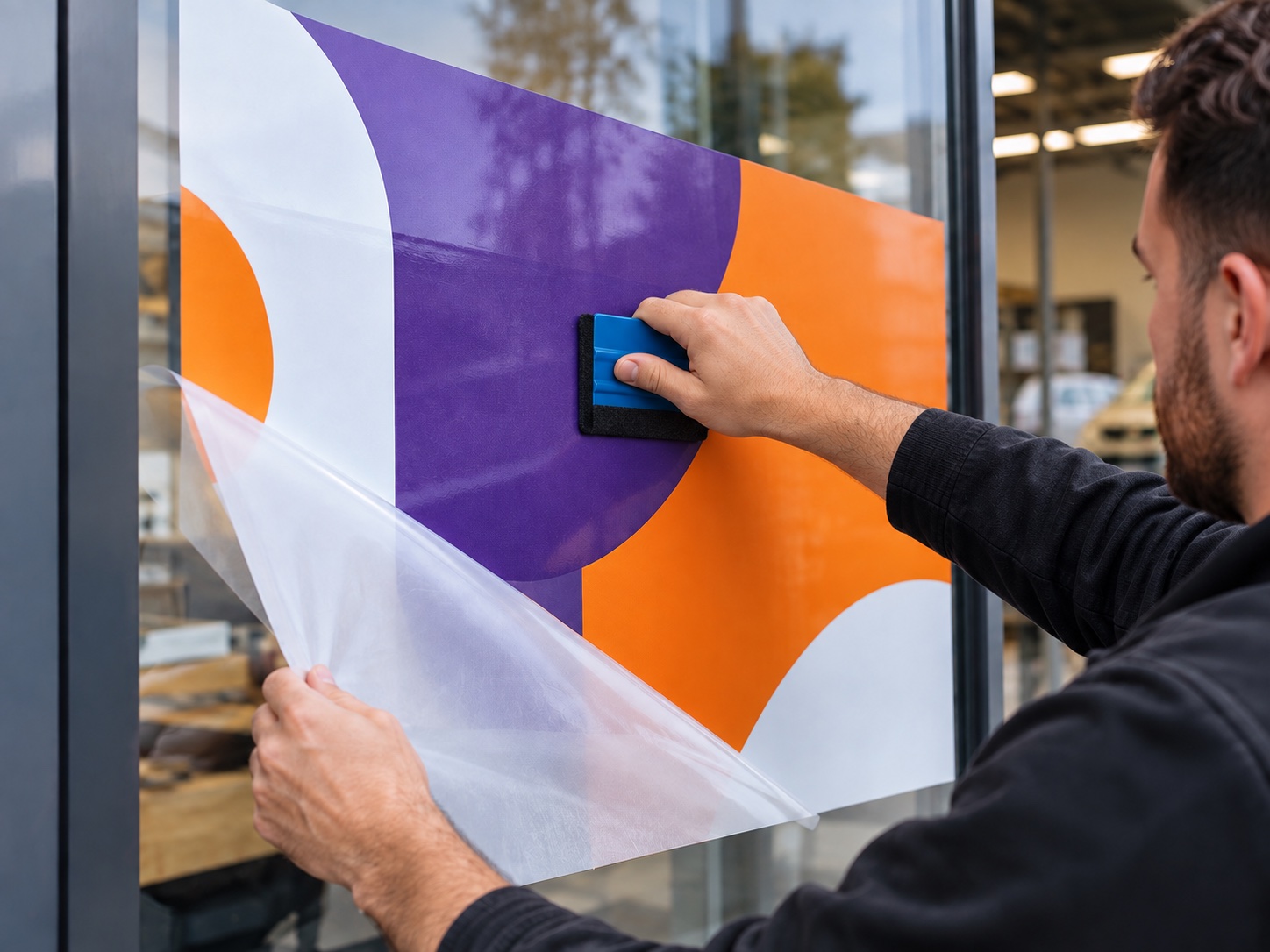 Productie van een grote sticker op maat